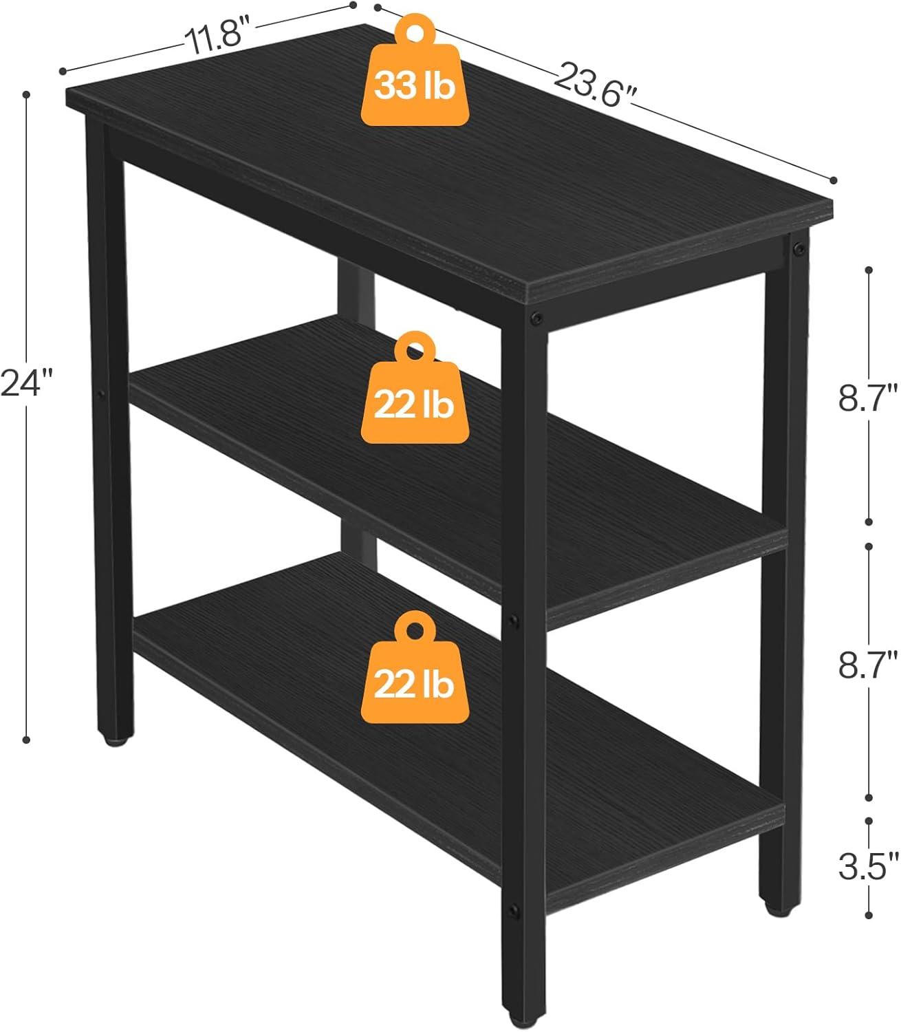 imageHOOBRO End Table Simple Rustic Side Table with 3Tier Storage Shelf Narrow Nightstand for Small Spaces for Living Room BedroomEasy Assembly Industrial Design Rustic Brown and Black BF14BZ01Black
