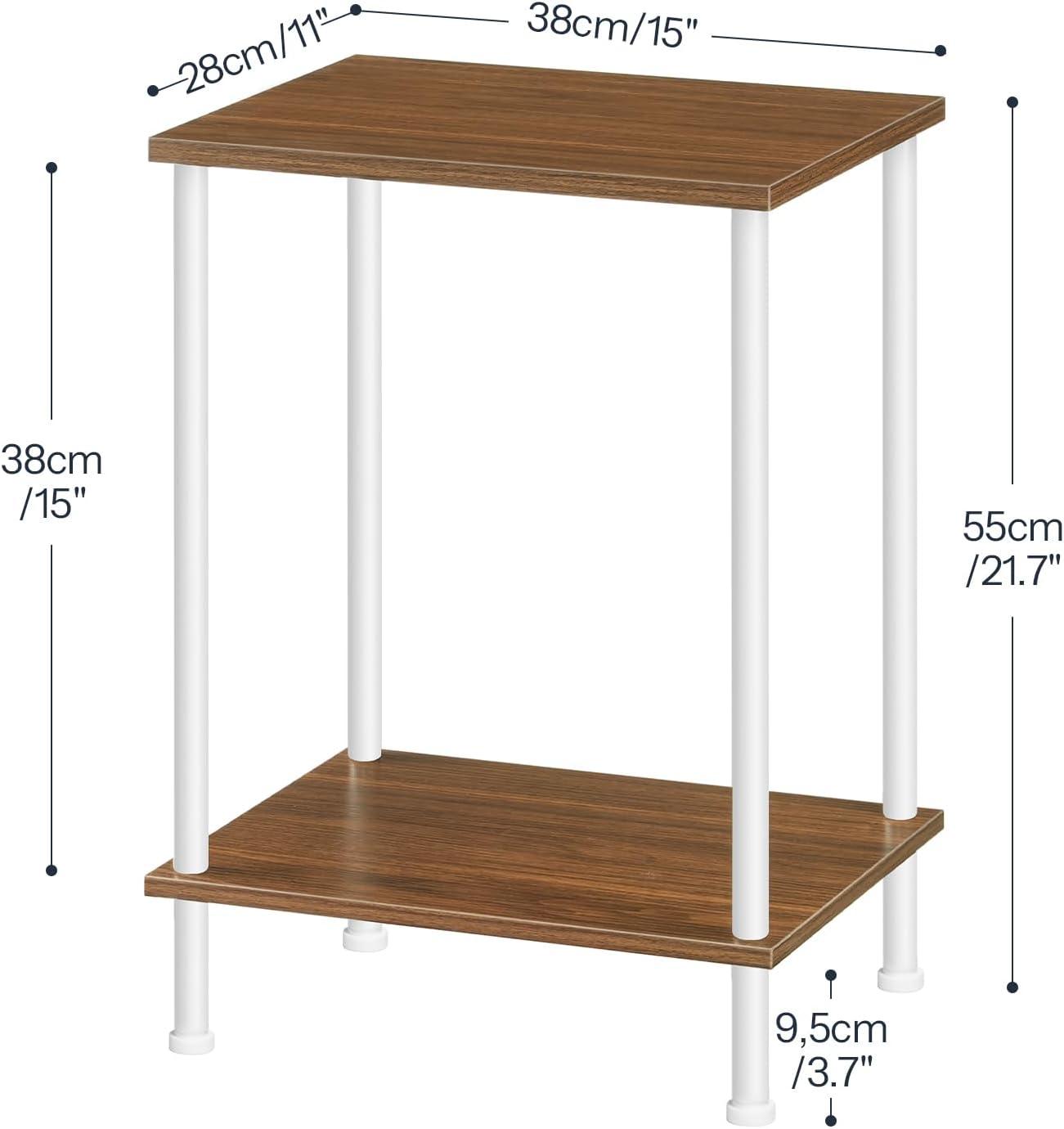 imageHOOBRO End Table Small Side Table Nightstand with 2Layer Storage Shelves Sofa Table for Small Spaces Living Room Bedroom Stable Frame Easy Assembly Rustic Brown BF09BZ01Walnut White