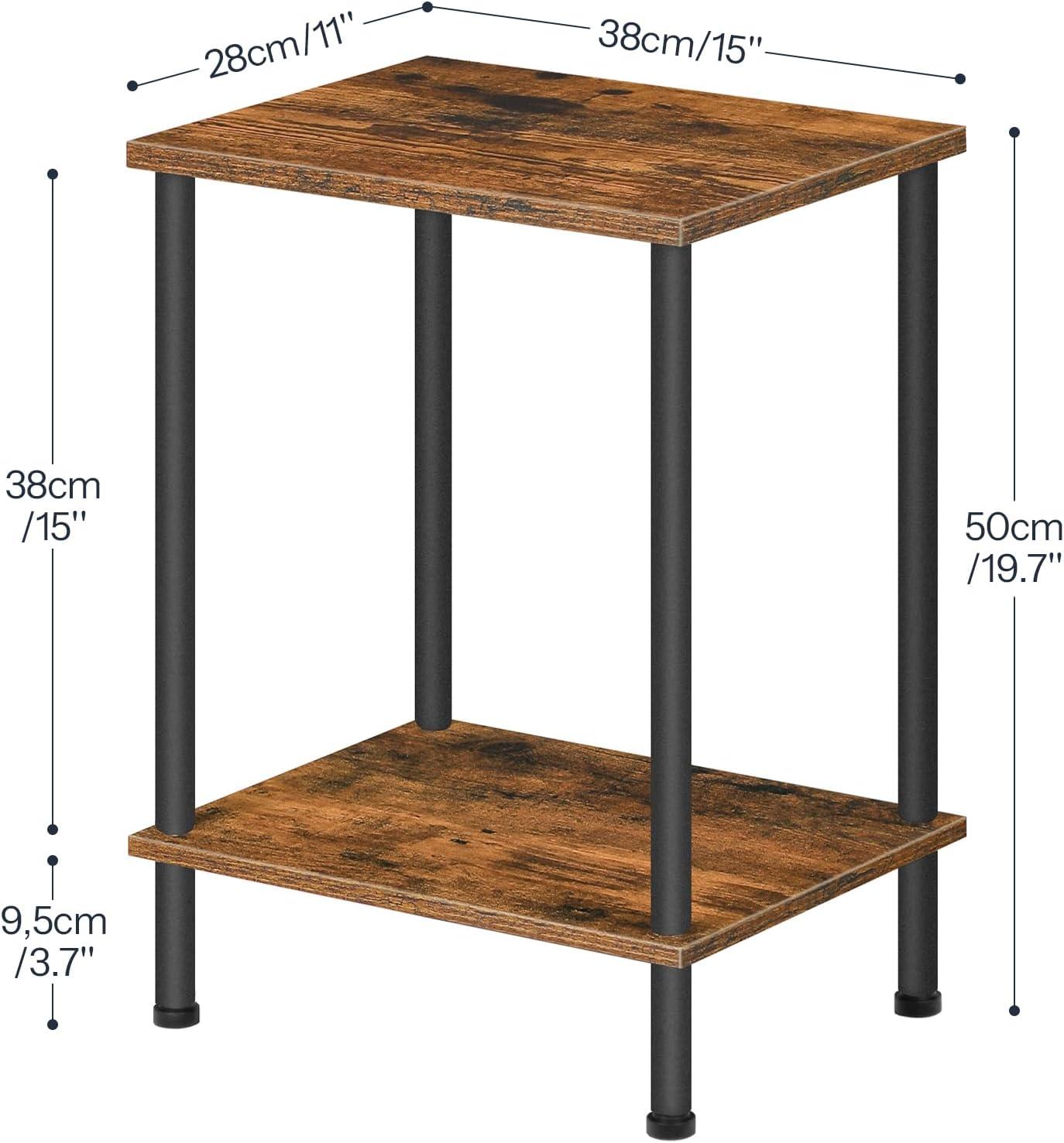 imageHOOBRO End Table Small Side Table Nightstand with 2Layer Storage Shelves Sofa Table for Small Spaces Living Room Bedroom Stable Frame Easy Assembly Rustic Brown BF09BZ01Rustic Brown Black