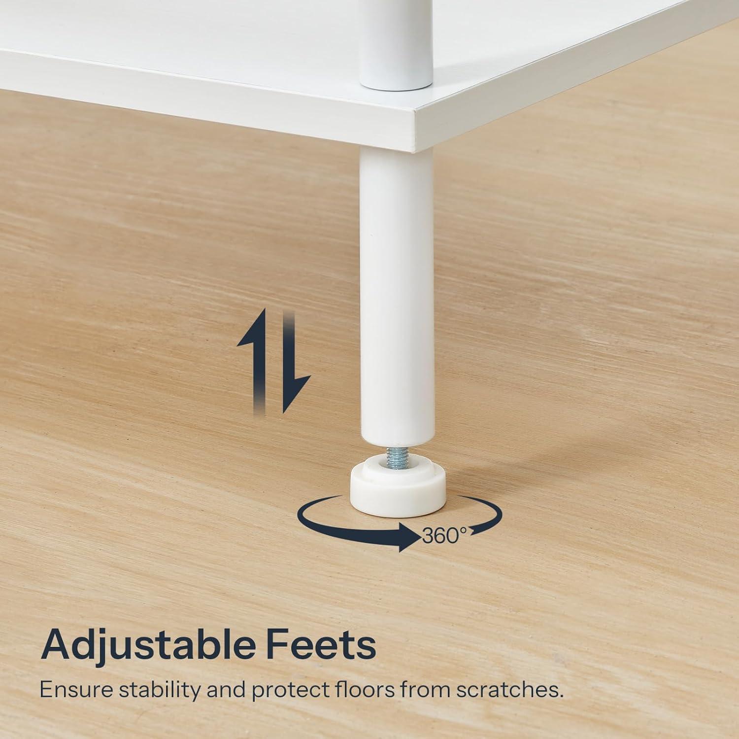 imageHOOBRO End Table Small Side Table Nightstand with 2Layer Storage Shelves Sofa Table for Small Spaces Living Room Bedroom Stable Frame Easy Assembly Rustic Brown BF09BZ01White