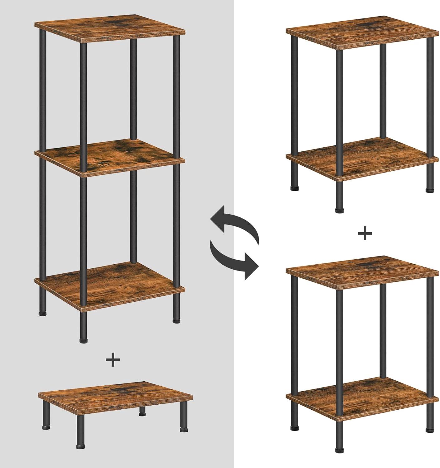 imageHOOBRO End Table Small Side Table Nightstand with 2Layer Storage Shelves Sofa Table for Small Spaces Living Room Bedroom Stable Frame Easy Assembly Rustic Brown BF09BZ01Rustic Brown Black