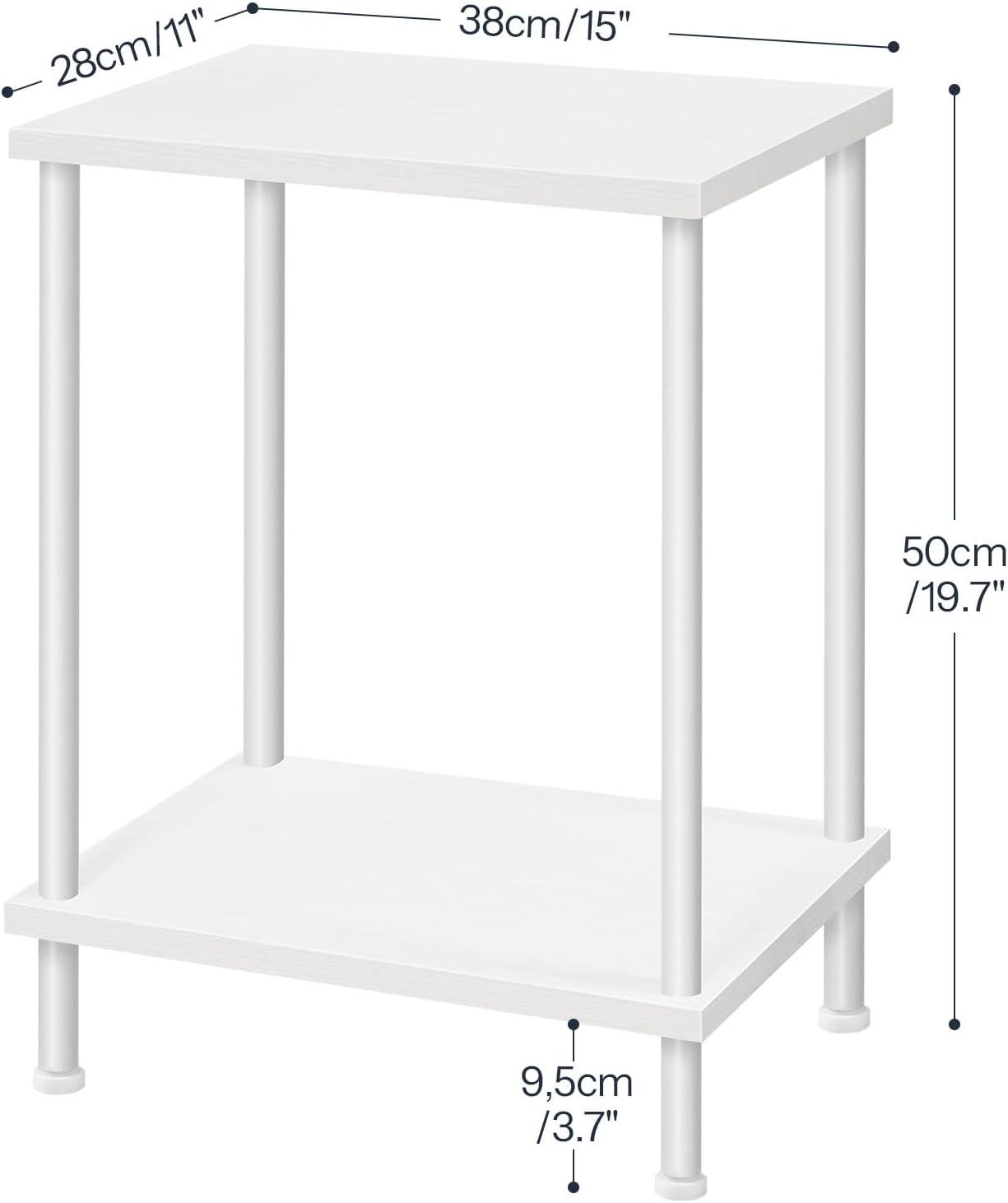 imageHOOBRO End Table Small Side Table Nightstand with 2Layer Storage Shelves Sofa Table for Small Spaces Living Room Bedroom Stable Frame Easy Assembly Rustic Brown BF09BZ01White