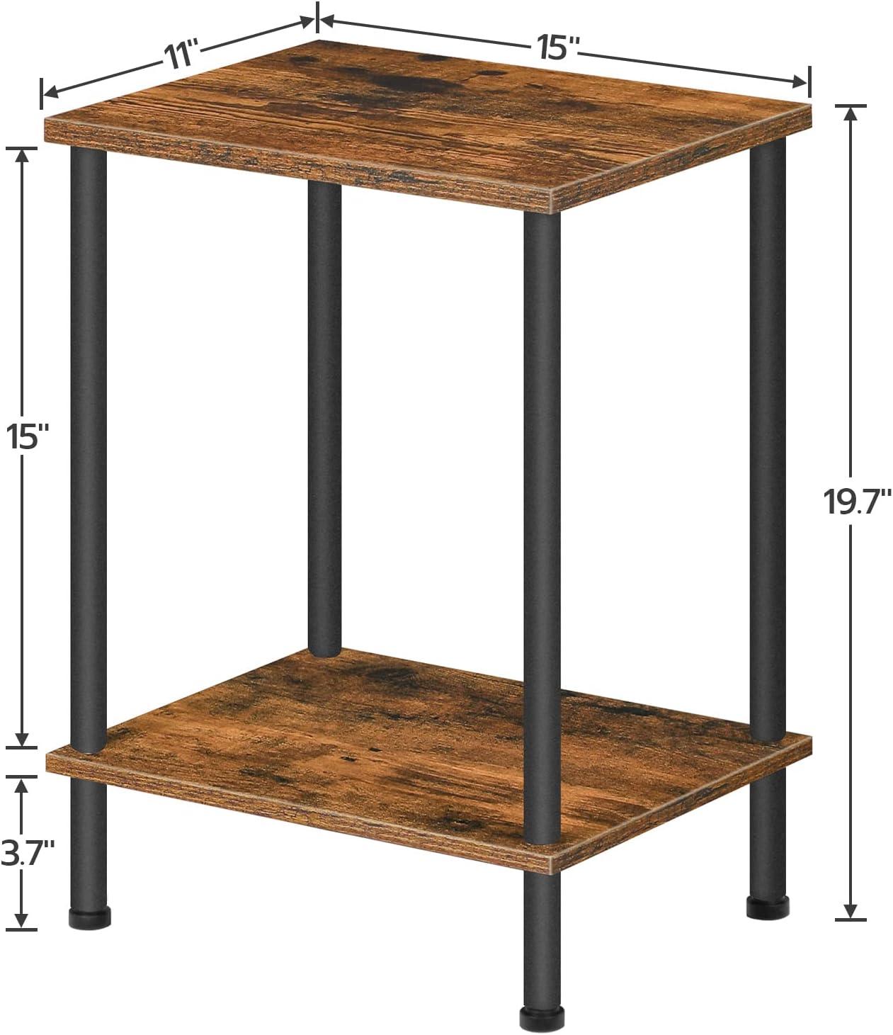 imageHOOBRO End Table Small Side Table Nightstand with 2Layer Storage Shelves Sofa Table for Small Spaces Living Room Bedroom Stable Frame Easy Assembly Rustic Brown BF09BZ01Rustic Brown Black