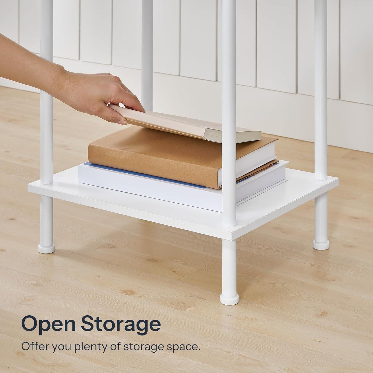 imageHOOBRO End Table Small Side Table Nightstand with 2Layer Storage Shelves Sofa Table for Small Spaces Living Room Bedroom Stable Frame Easy Assembly Rustic Brown BF09BZ01White