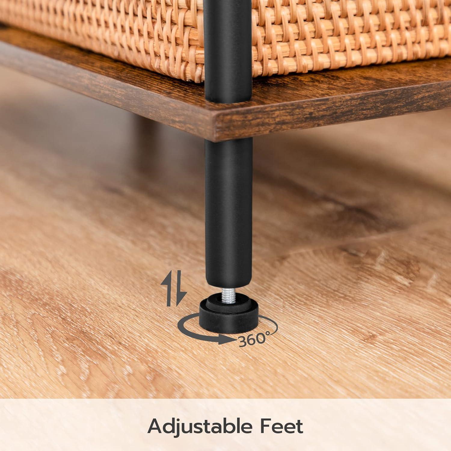 imageHOOBRO End Table Small Side Table Nightstand with 2Layer Storage Shelves Sofa Table for Small Spaces Living Room Bedroom Stable Frame Easy Assembly Rustic Brown BF09BZ01Rustic Brown Black