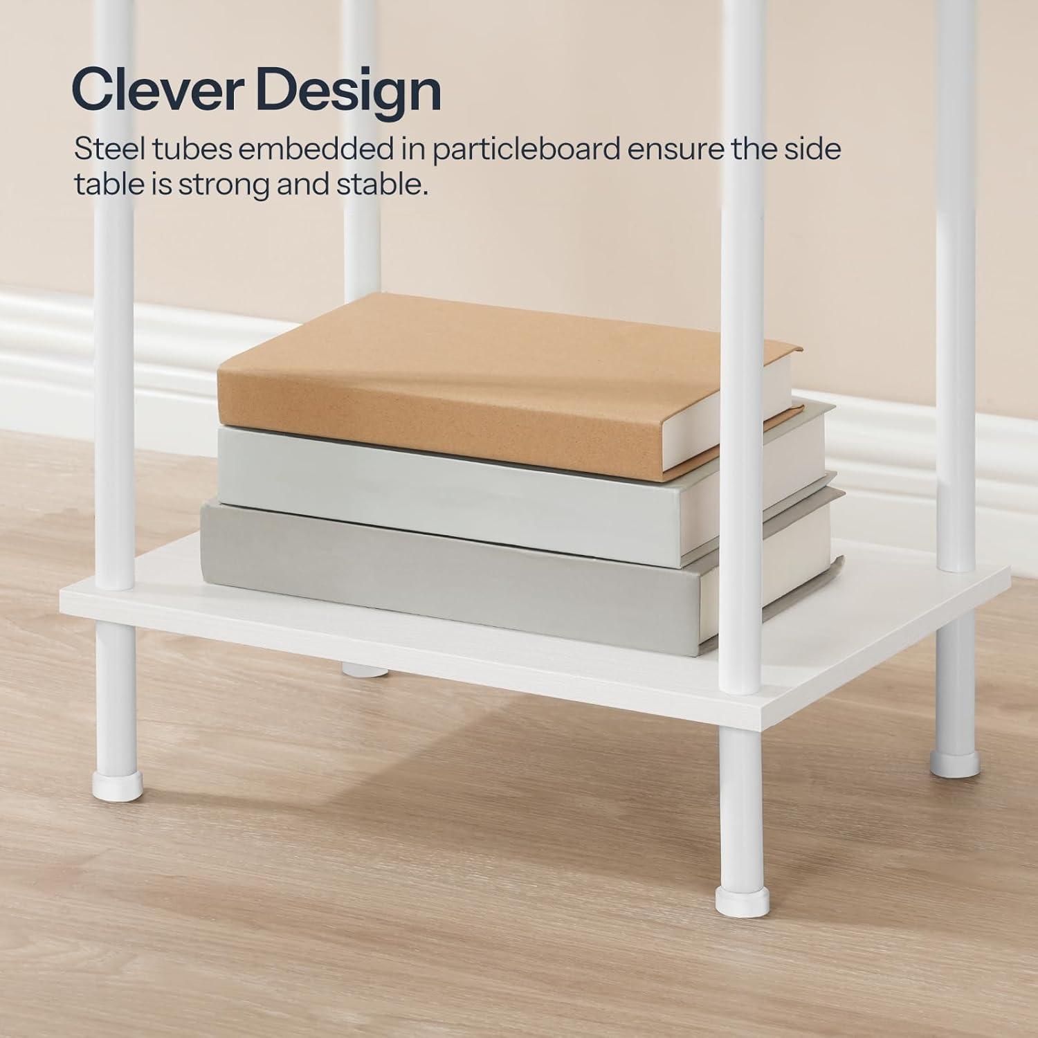 imageHOOBRO Side Table with Charging Station Small End Table with USB Port and Outlet Nightstand with 2Layer Storage Shelves for Small Spaces Living Room Bedroom Stable Frame Rustic Brown BF09UBZ01White
