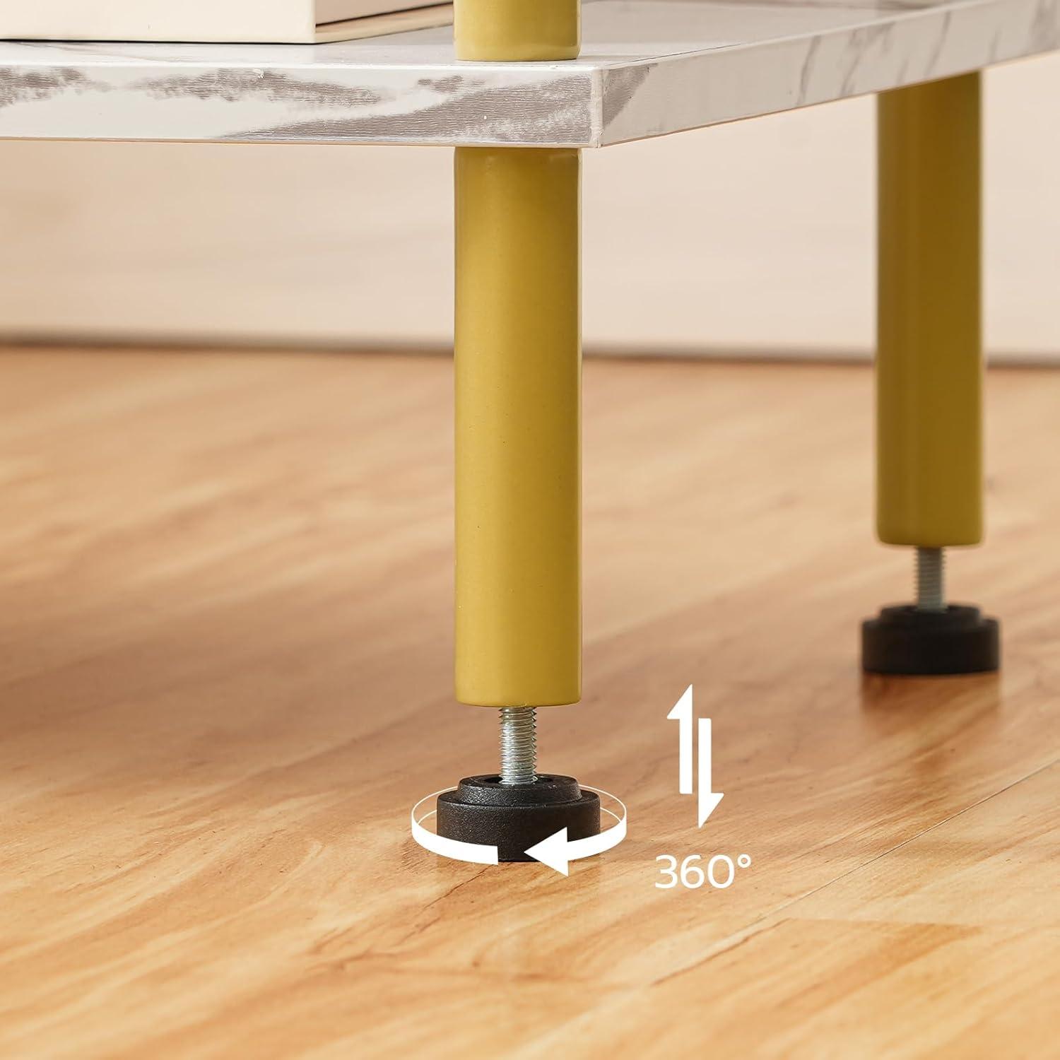 imageHOOBRO Side Table with Charging Station Small End Table with USB Port and Outlet Nightstand with 2Layer Storage Shelves for Small Spaces Living Room Bedroom Stable Frame Rustic Brown BF09UBZ01Marble Gold