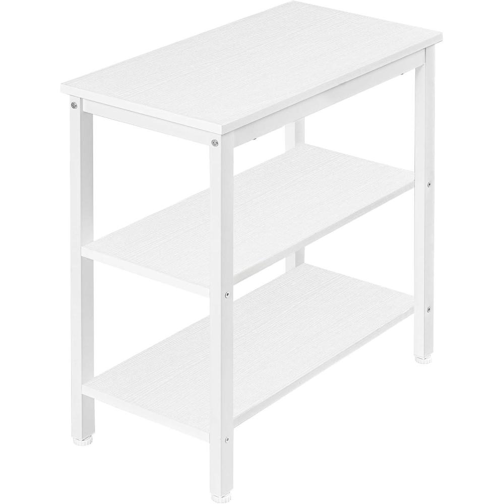imageHOOBRO End Table Simple Rustic Side Table with 3Tier Storage Shelf Narrow Nightstand for Small Spaces for Living Room BedroomEasy Assembly Industrial Design Rustic Brown and Black BF14BZ01White