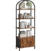 imageHOOBRO 5Tier Bookshelf Arched Bookcase with 2 Drawers Tall Industrial Style Display Rack Modern Standing Bookcase with Metal Frame for Office Bedroom Kitchen Rustic Brown and Black BF175SJ01