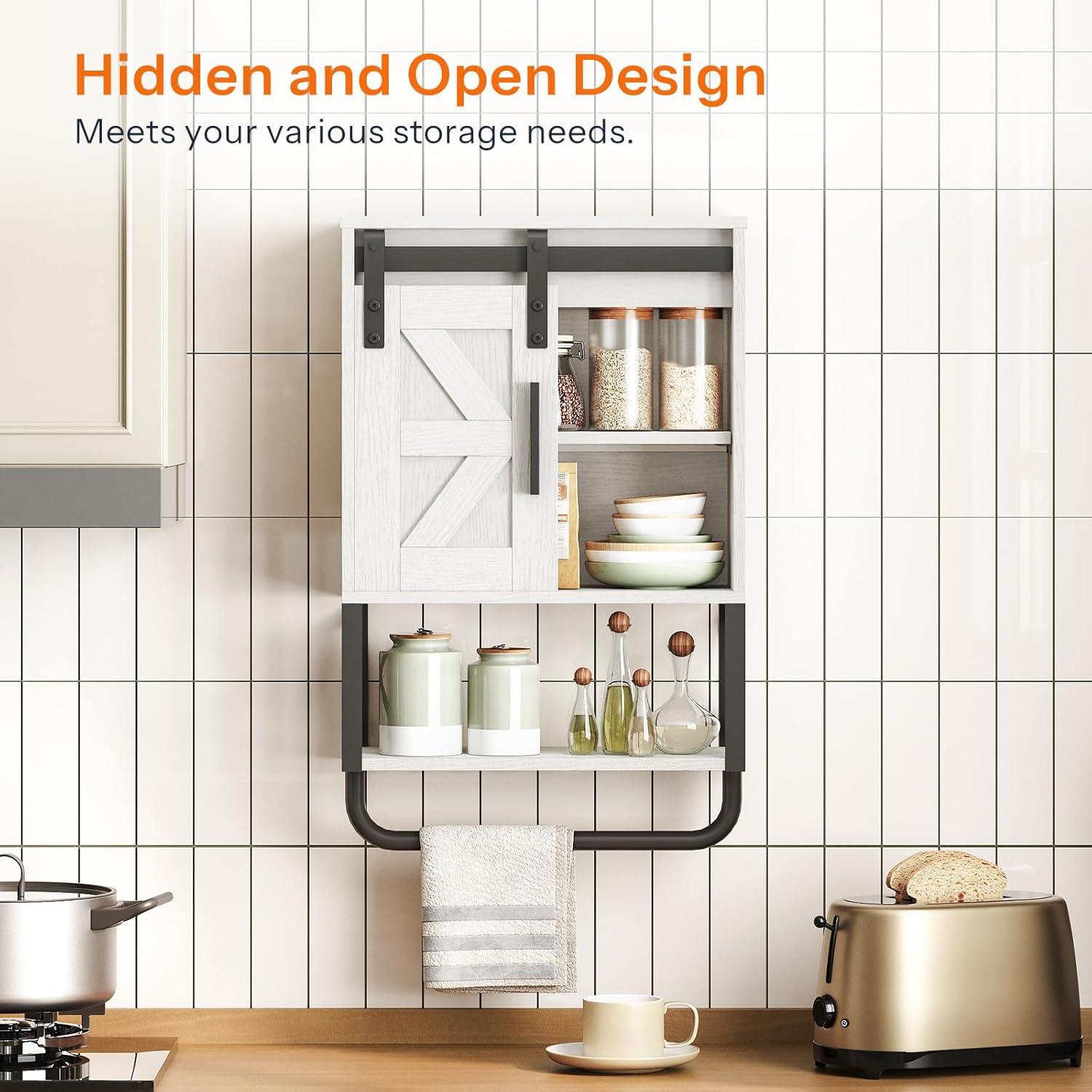 imageHOOBRO Medicine Cabinet Double Doors Bathroom Wall Cabinet with Towel Bar Adjustable Shelf 2 Hooks Over The Toilet Storage Cabinet for Bedroom Kitchen BF46CW01BW47CW01