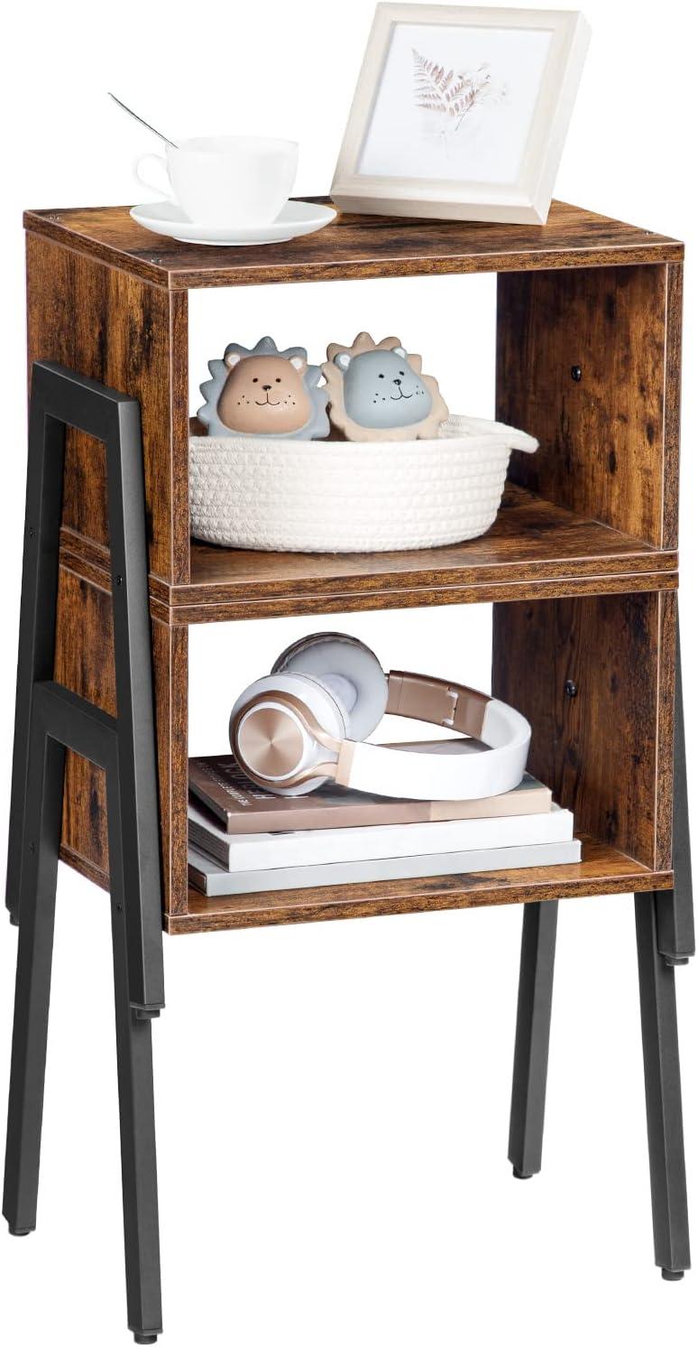 imageHOOBRO Small Nightstands Set of 2 Stackable End Tables Side Tables Bedside Tables with Open Storage Shelf for Small Spaces Bedroom Living Room Rustic Brown BF38BZP201Rustic Brown