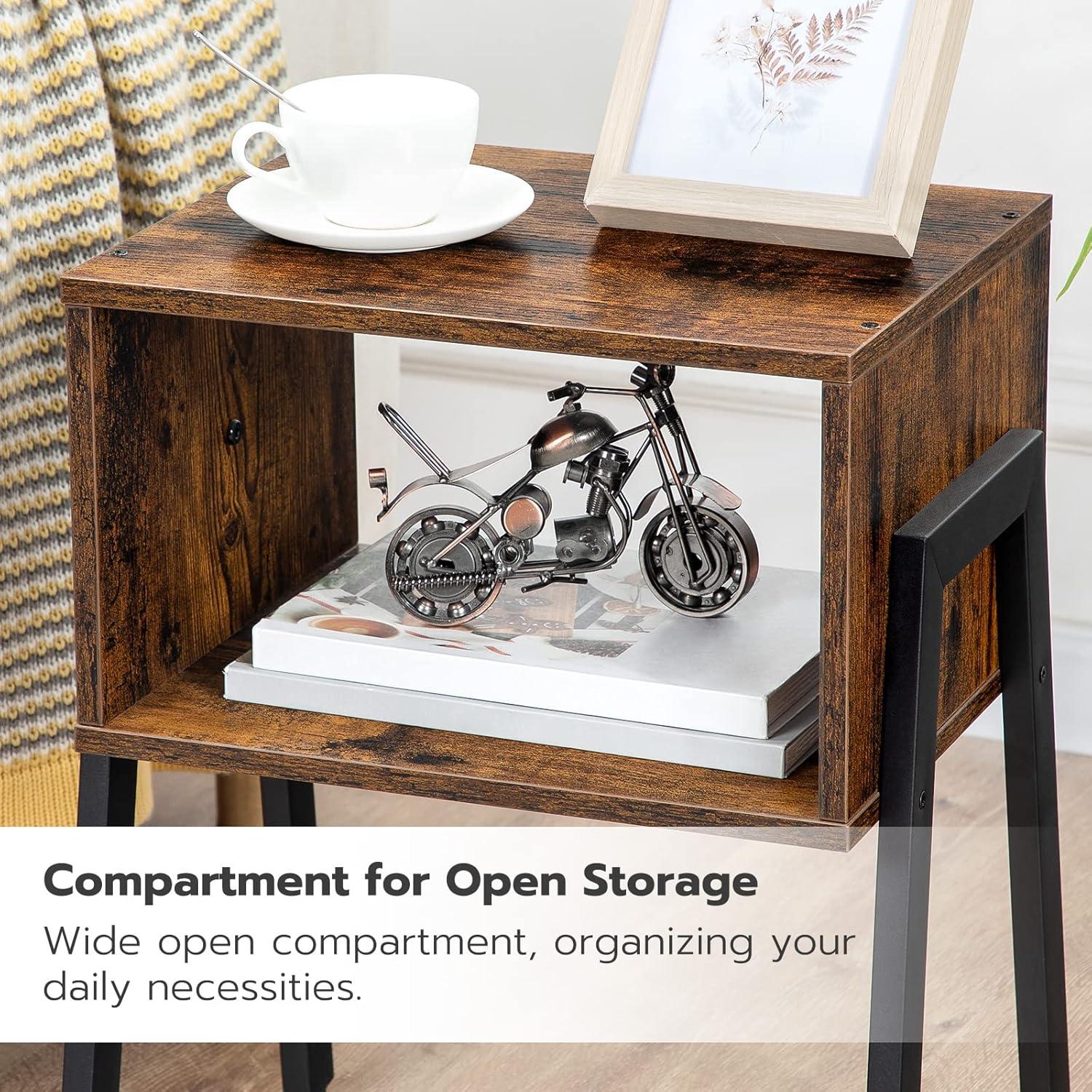 imageHOOBRO Small Nightstands Set of 2 Stackable End Tables Side Tables Bedside Tables with Open Storage Shelf for Small Spaces Bedroom Living Room Rustic Brown BF38BZP201Rustic Brown