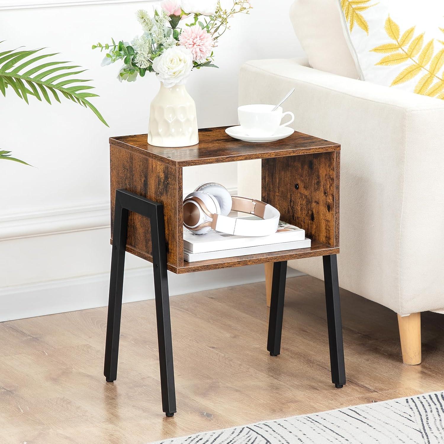 imageHOOBRO Small Nightstands Set of 2 Stackable End Tables Side Tables Bedside Tables with Open Storage Shelf for Small Spaces Bedroom Living Room Rustic Brown BF38BZP201Rustic Brown