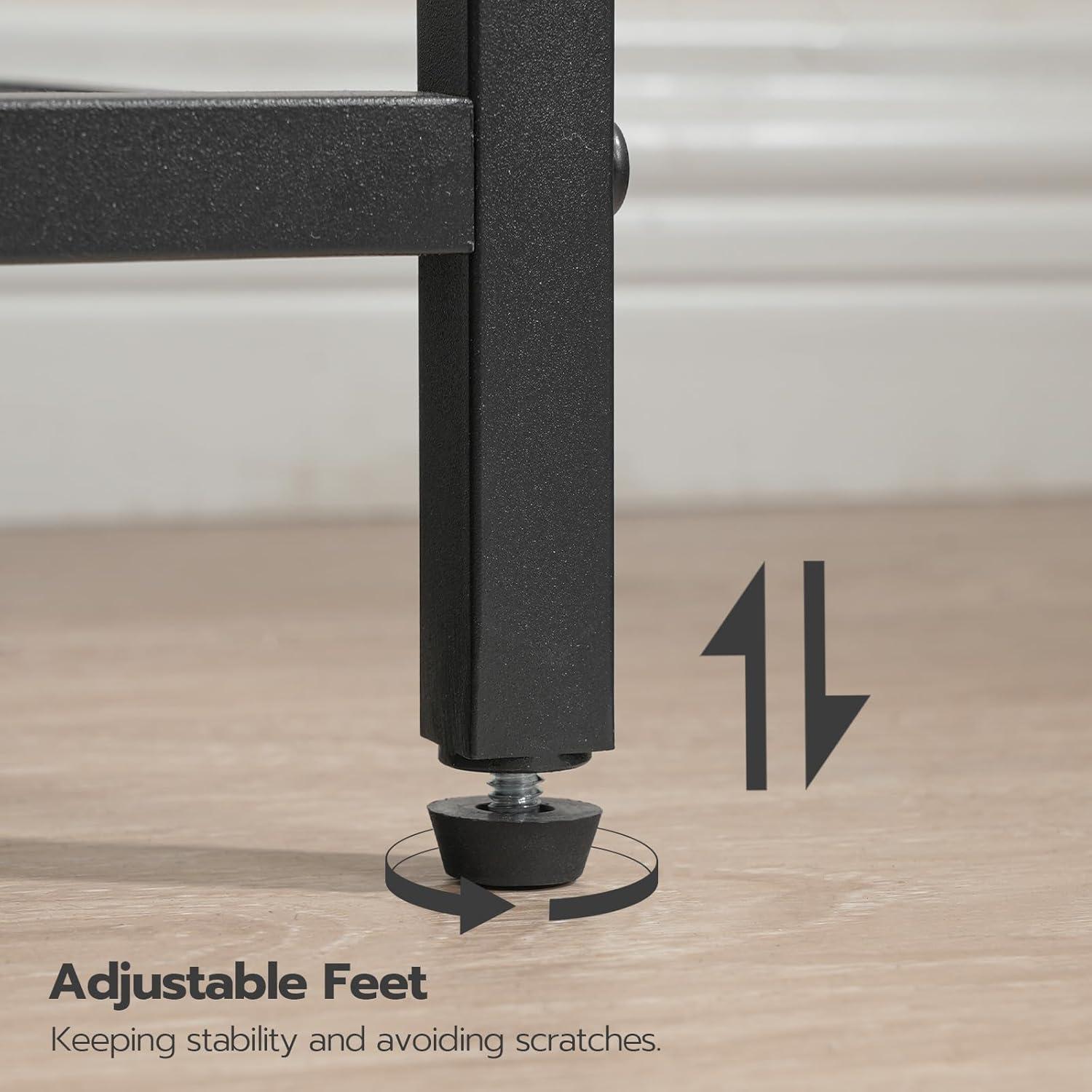 imageHOOBRO 287 Inch Tall Side Table 3Tier Industrial Telephone End Table with Adjustable Metal Mesh Basket Desk Side Table with Storage Shelves for Living Room Bedroom Rustic Brown BF06DH01Greige Black
