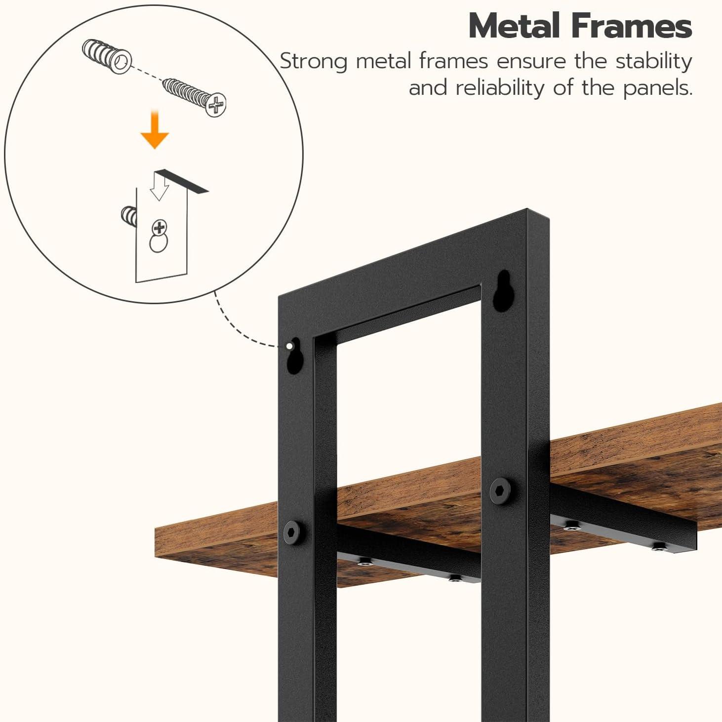 imageHOOBRO Floating Shelves 15 Inch Wall Shelf Set of 2 Wall Mounted Storage Shelves 2Tier Hanging Bathroom Shelves for Living Room Bedroom Bathroom Kitchen White WW32BJ01Rustic Brown Black