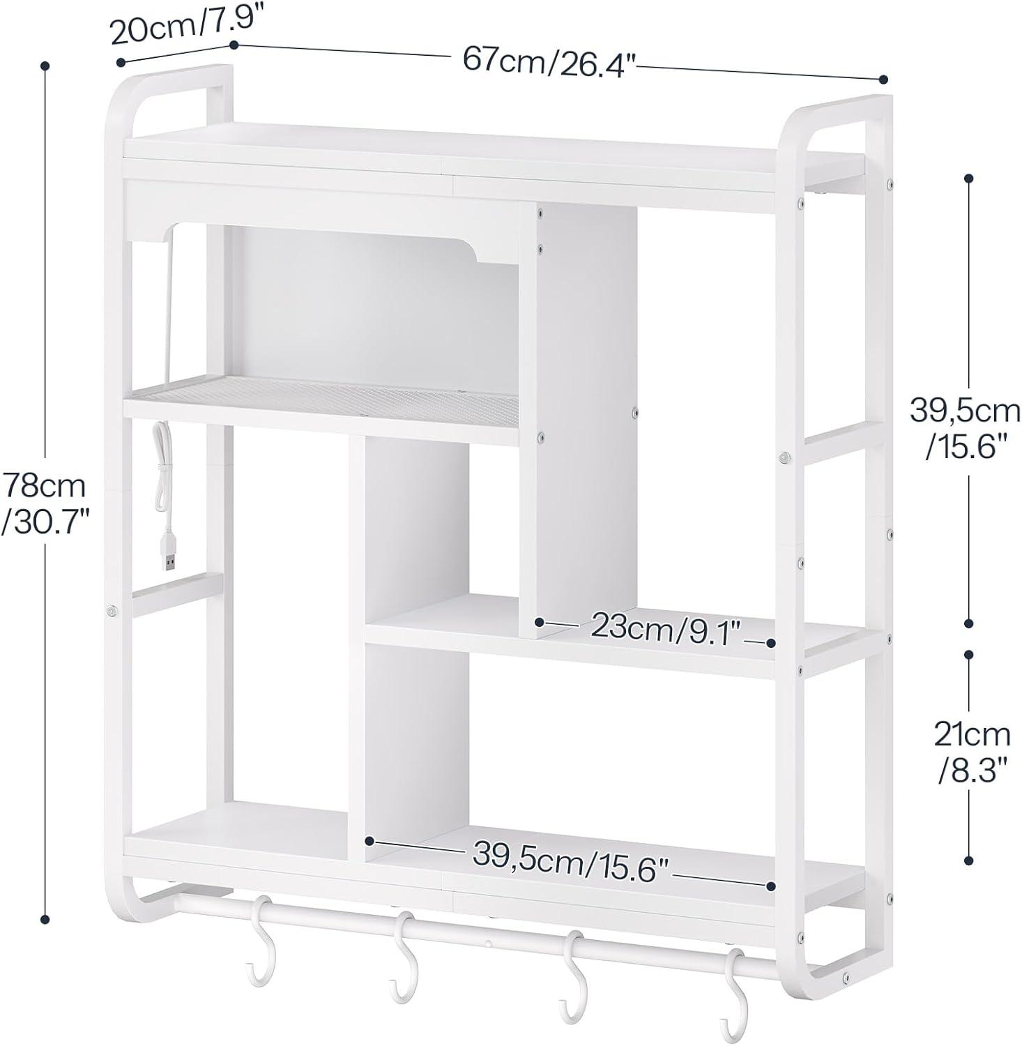 imageHOOBRO Gaming Floating Shelves with LED Lights 264 LED Wall Mounted Shelf Modern Corner Shelf 3Tier Display Rack for Wall Storage Arched Design for Kitchen Living Room Study White WT44DBJ01White