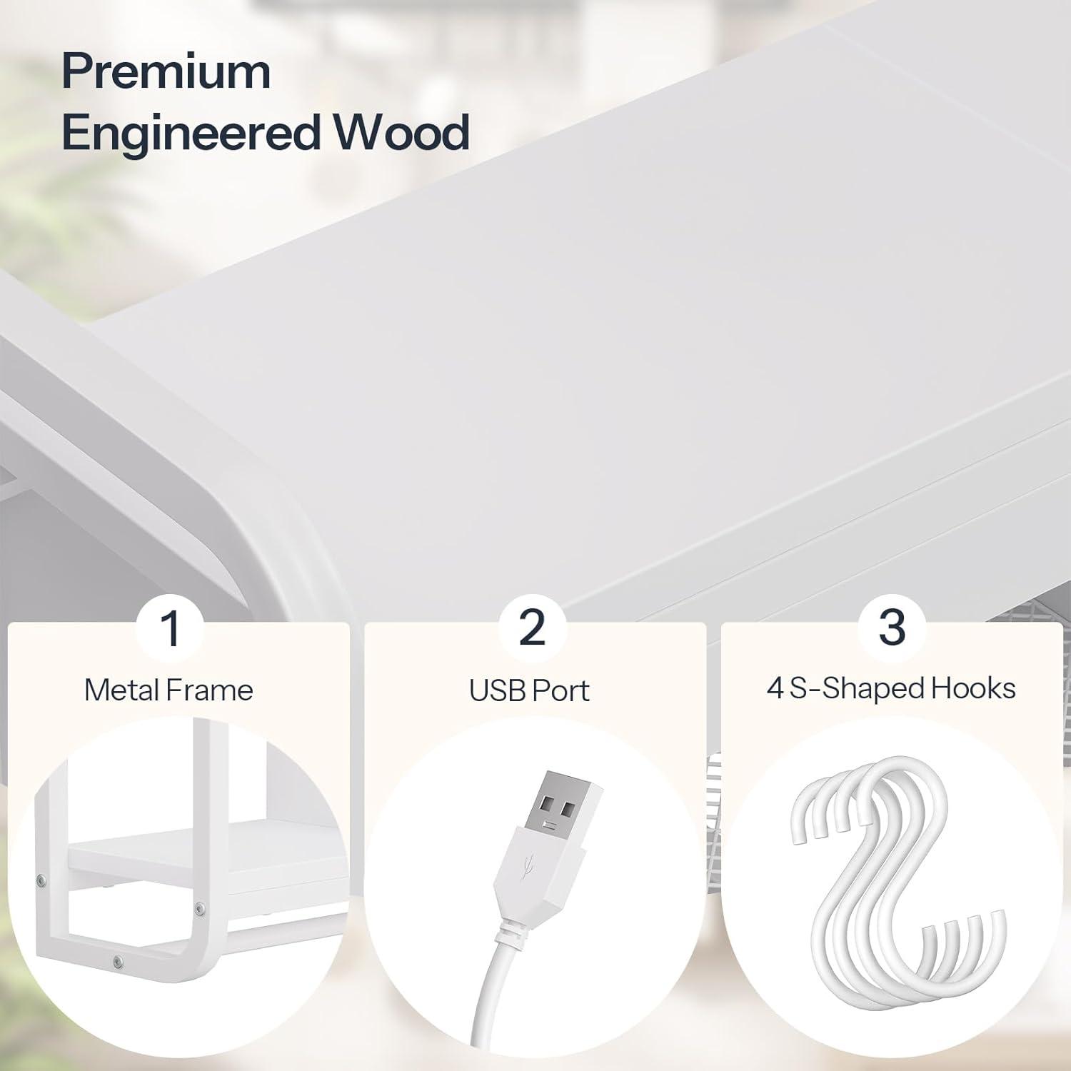 imageHOOBRO Gaming Floating Shelves with LED Lights 264 LED Wall Mounted Shelf Modern Corner Shelf 3Tier Display Rack for Wall Storage Arched Design for Kitchen Living Room Study White WT44DBJ01White