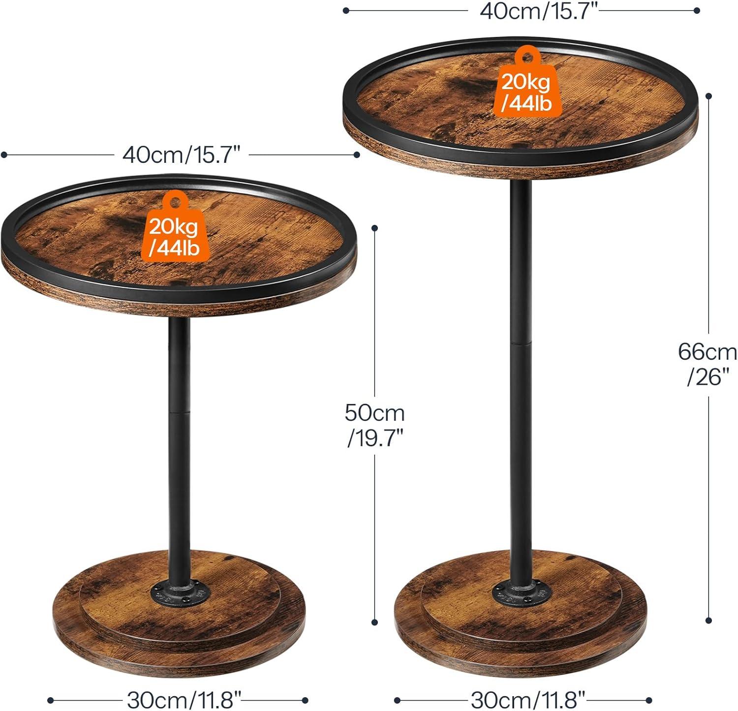imageHOOBRO Nesting Coffee Table Set of 2 Small Round Coffee Table Set with Wooden Pedestal Modern Circle Accent Side Tables for Living Room Center Rustic Brown BF170BZ01Rustic Brown Black