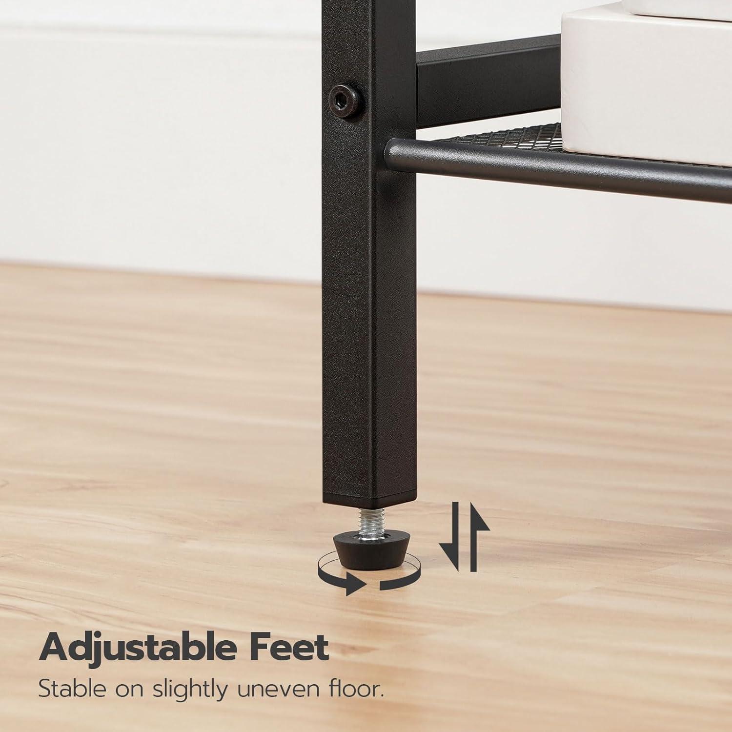 imageHOOBRO Tall Side Table 3Tier Telephone End Table with Adjustable Mesh Shelves Small Entryway Table with Storage Small Nightstand for Living Room Bedroom Hallway Office Greige BG01DH01G1Greige Black
