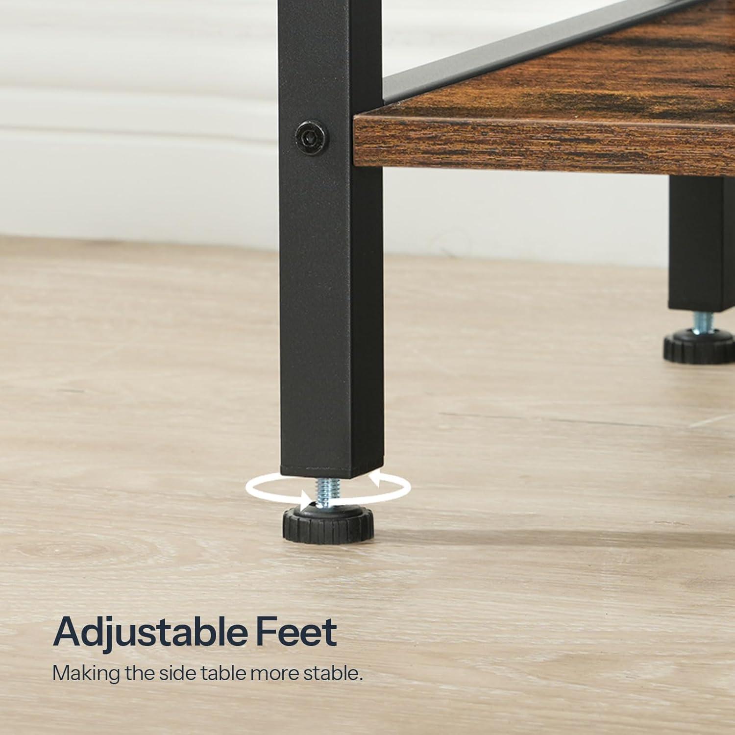 imageHOOBRO Wedge End Table Recliner Wedge Side Table with Storage Industrial Triangle Accent Table for Small Space Corner Living Room Apartment Rustic Brown BF64BZ01G1Rustic Brown Black
