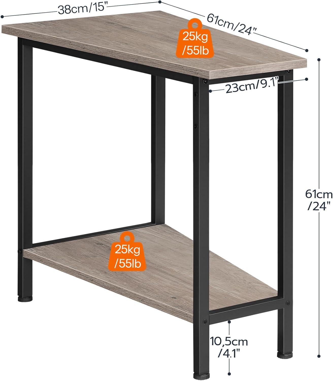 imageHOOBRO Wedge End Table Recliner Wedge Side Table with Storage Industrial Triangle Accent Table for Small Space Corner Living Room Apartment Rustic Brown BF64BZ01G1Greige Black