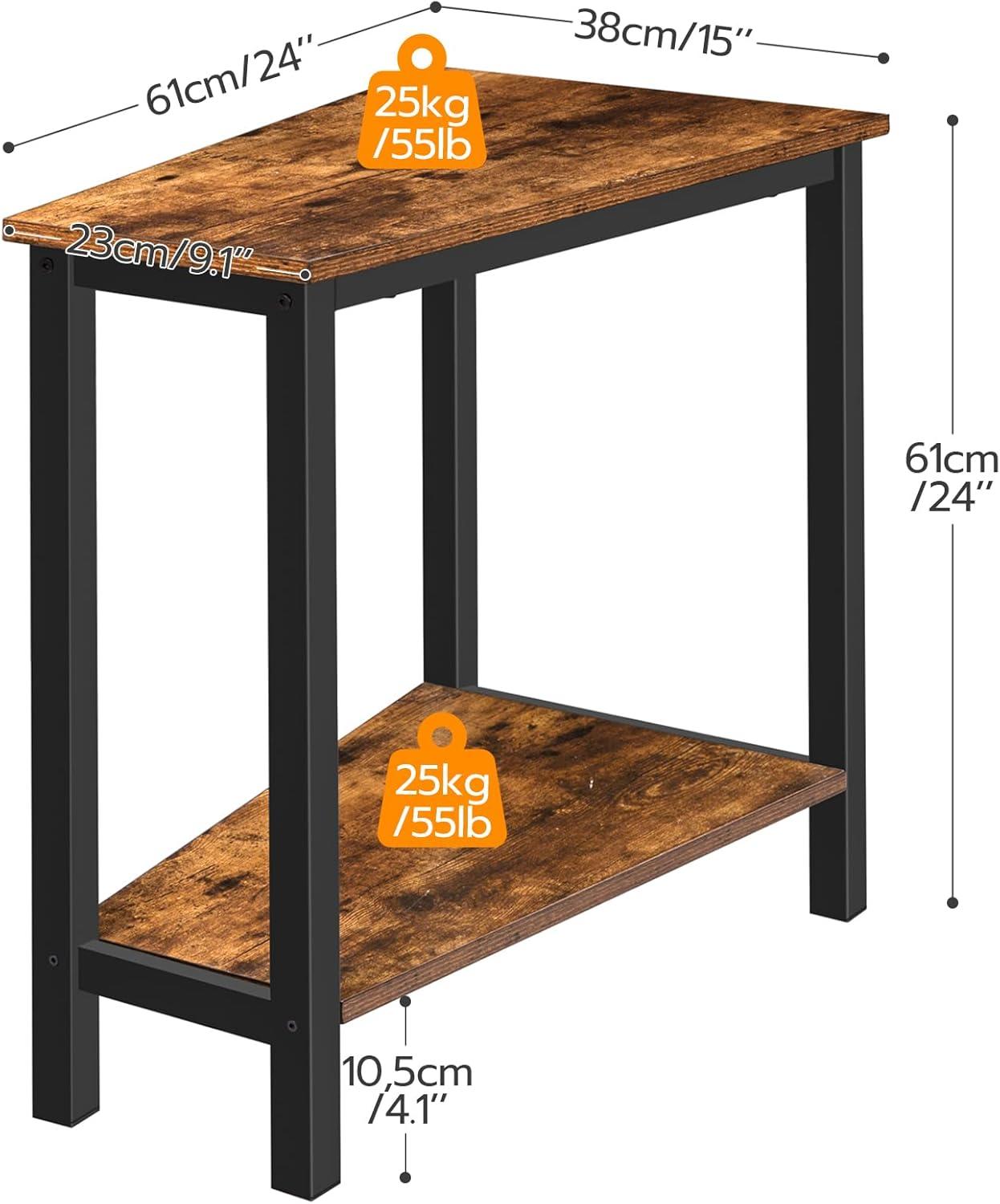 imageHOOBRO Wedge End Table Recliner Wedge Side Table with Storage Industrial Triangle Accent Table for Small Space Corner Living Room Apartment Rustic Brown BF64BZ01G1Rustic Brown Black
