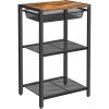 imageHOOBRO 287 Inch Tall Side Table 3Tier Industrial Telephone End Table with Adjustable Metal Mesh Basket Desk Side Table with Storage Shelves for Living Room Bedroom Rustic Brown BF06DH01Rustic Brown  Black