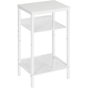 HOOBRO Tall Side Table, 3-Tier Telephone End Table with Adjustable Mesh Shelves, Small Entryway Table with Storage, Small Nightstand for Living Room, Bedroom, Hallway, Office, Greige BG01DH01G1(White)