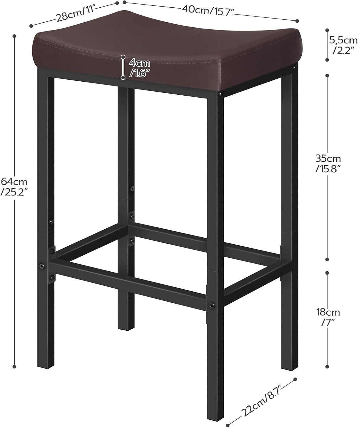 imageHOOBRO Bar Stools Set of 2 Bar Chairs Counter Height Stools Saddle Barstools with Curved Surface 248 Inches 24 Thick Upholstery for Kitchen Dining Room Cafe Black BB10BY01Brown Black