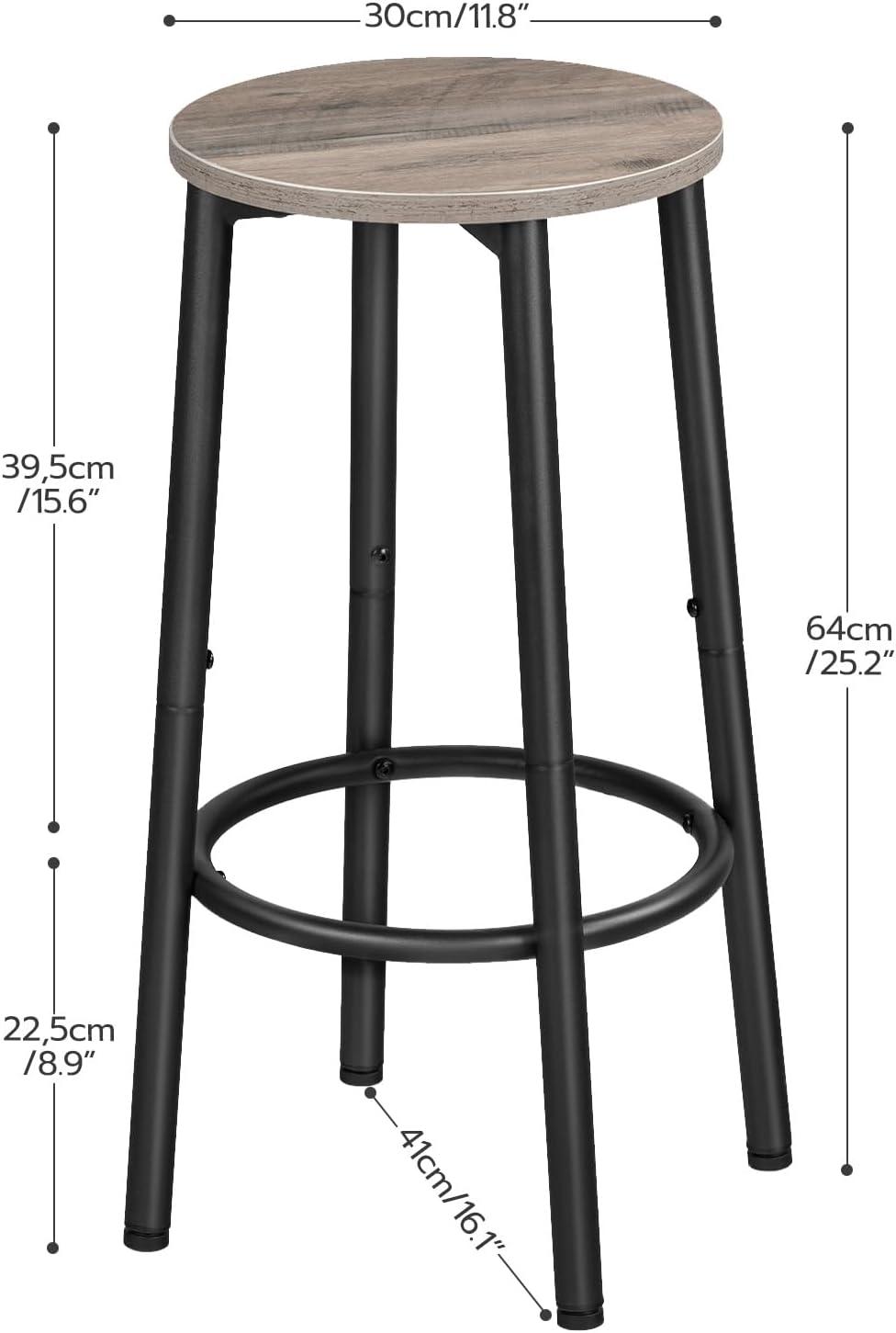 imageHOOBRO Bar Stools Set of 2 Bar Chairs Kitchen Round Height Stools with Footrest Breakfast Bar Stools Sturdy Steel Frame for Dining Room Kitchen Party Easy Assembly Rustic Brown BF03BY01Greige