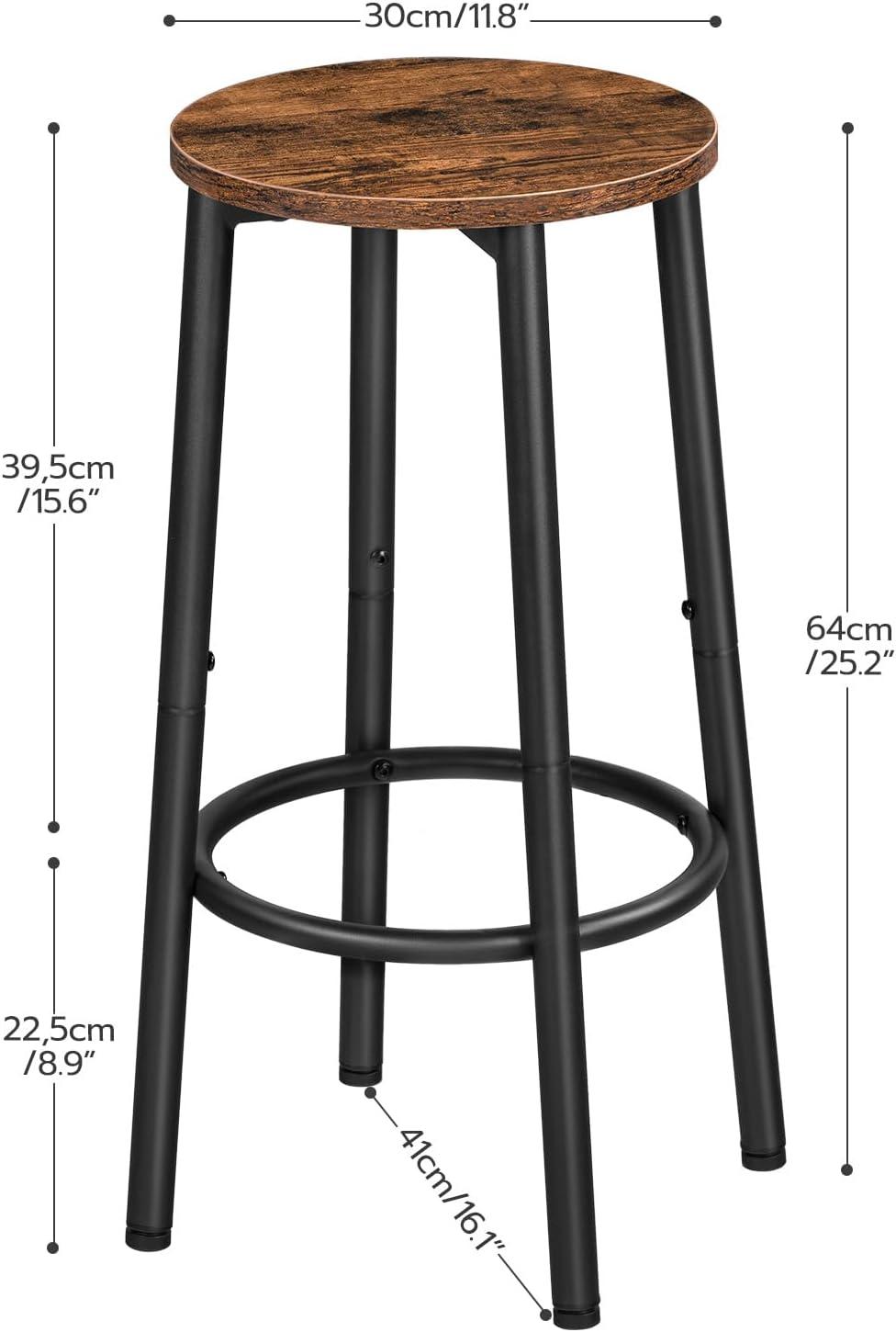 imageHOOBRO Bar Stools Set of 2 Bar Chairs Kitchen Round Height Stools with Footrest Breakfast Bar Stools Sturdy Steel Frame for Dining Room Kitchen Party Easy Assembly Rustic Brown BF03BY01Rustic Brown