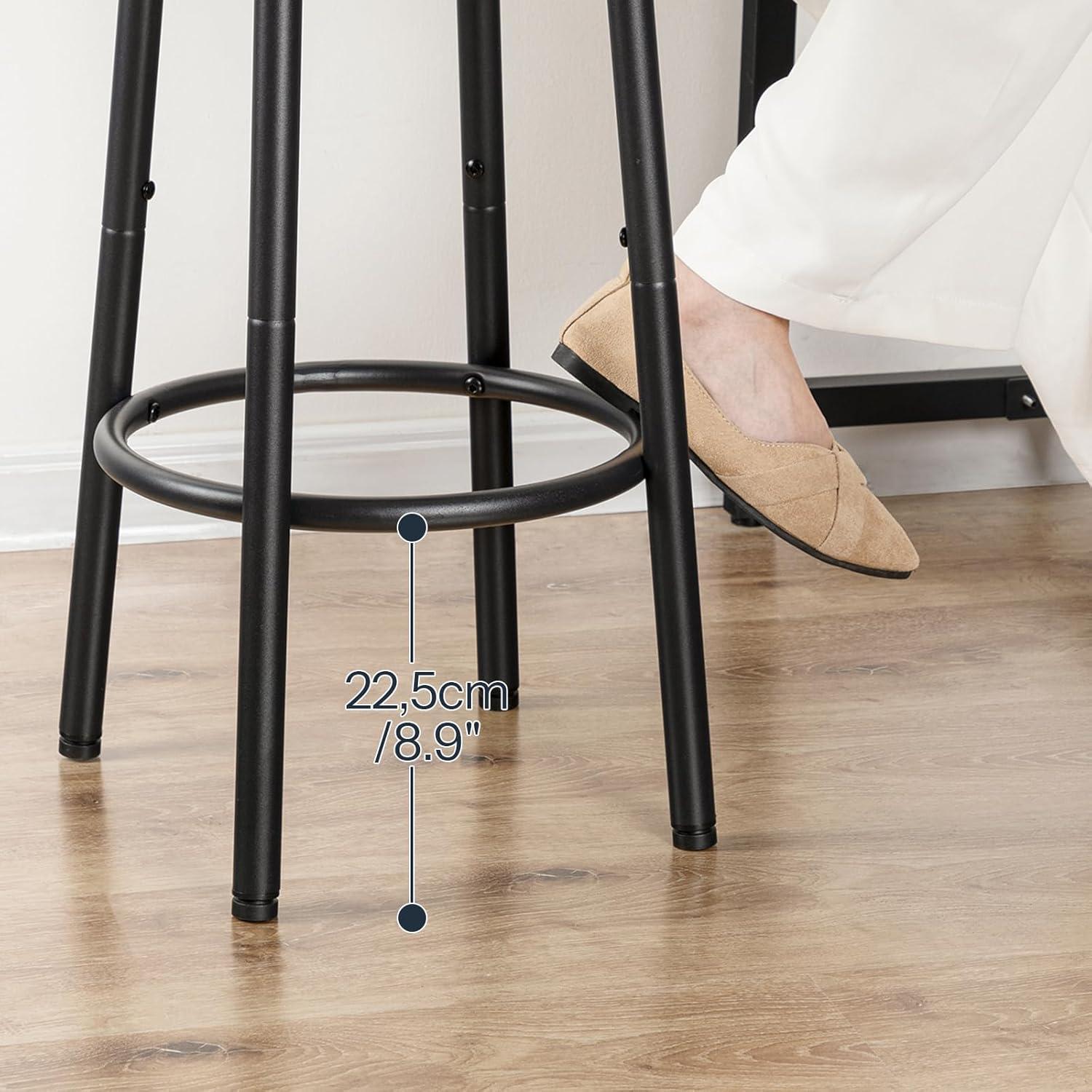 imageHOOBRO Bar Stools Set of 2 Bar Chairs Kitchen Round Height Stools with Footrest Breakfast Bar Stools Sturdy Steel Frame for Dining Room Kitchen Party Easy Assembly Rustic Brown BF03BY01Rustic Brown