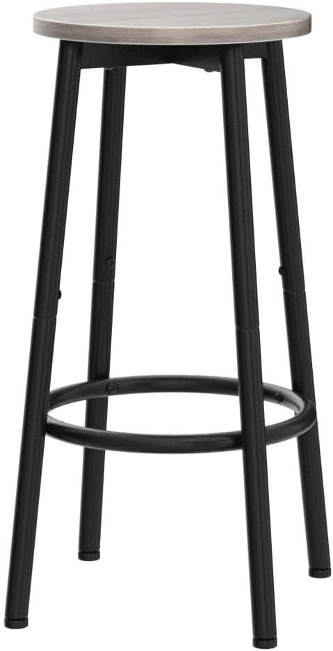 imageHOOBRO Bar Stools Set of 2 Bar Chairs Kitchen Round Height Stools with Footrest Breakfast Bar Stools Sturdy Steel Frame for Dining Room Kitchen Party Easy Assembly Rustic Brown BF03BY01Greige
