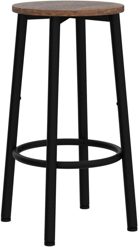 imageHOOBRO Bar Stools Set of 2 Bar Chairs Kitchen Round Height Stools with Footrest Breakfast Bar Stools Sturdy Steel Frame for Dining Room Kitchen Party Easy Assembly Rustic Brown BF03BY01Rustic Brown