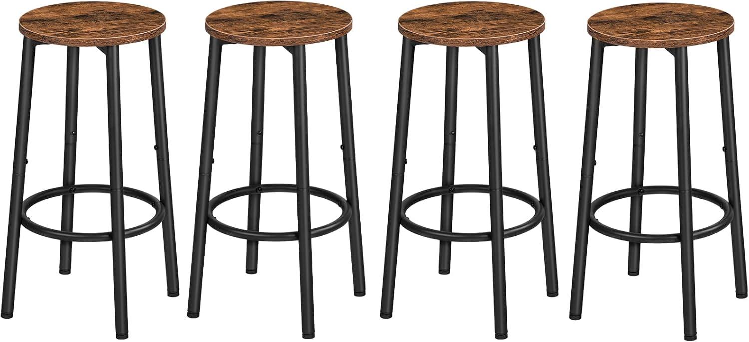 imageHOOBRO Bar Stools Set of 2 Bar Chairs Kitchen Round Height Stools with Footrest Breakfast Bar Stools Sturdy Steel Frame for Dining Room Kitchen Party Easy Assembly Rustic Brown BF03BY01Rustic Brown
