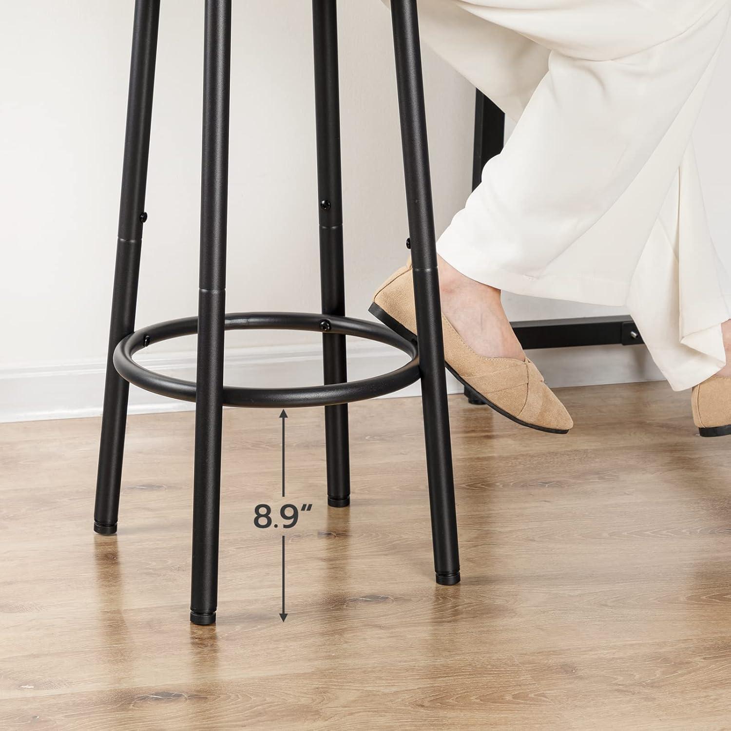 imageHOOBRO Bar Stools Set of 2 Bar Chairs Kitchen Round Height Stools with Footrest Breakfast Bar Stools Sturdy Steel Frame for Dining Room Kitchen Party Easy Assembly Rustic Brown BF03BY01Greige