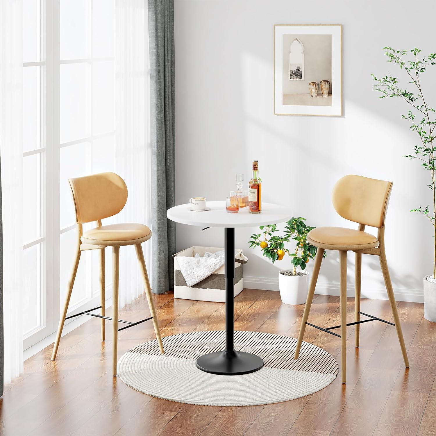 imageHOOBRO Bar Table HeightAdjustable Round Pub Table 27354 Inches Cocktail Table with Sturdy Base Modern Style Easy to Assemble Suitable for Small Space Black BK58BT01G1White