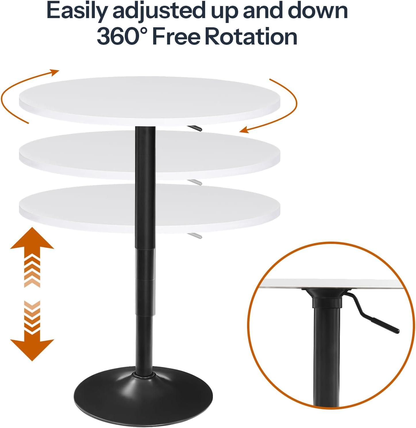 imageHOOBRO Bar Table HeightAdjustable Round Pub Table 27354 Inches Cocktail Table with Sturdy Base Modern Style Easy to Assemble Suitable for Small Space Black BK58BT01G1White