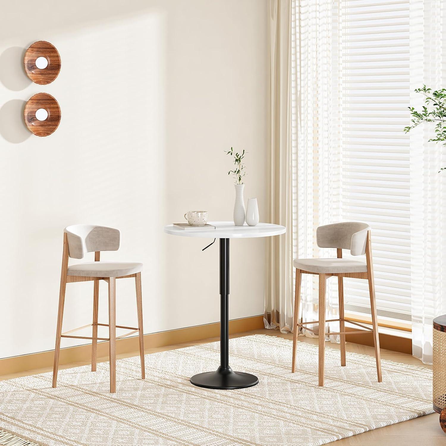 imageHOOBRO Bar Table HeightAdjustable Round Pub Table 27354 Inches Cocktail Table with Sturdy Base Modern Style Easy to Assemble Suitable for Small Space Black BK58BT01G1White