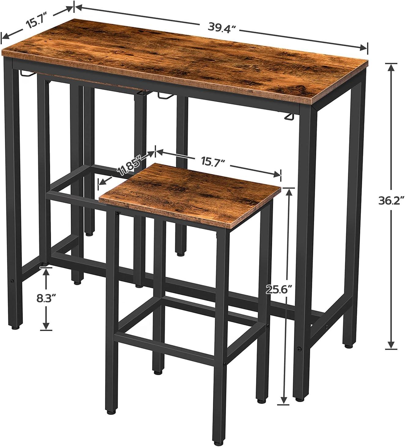imageHOOBRO Bar Table Set Pub Tables Bar Height with Stools Set of 2 Bar Chairs Under Counter Height Table for Small Spaces Industrial Dining Table Sets for Kitchen Living Room Parties BF54BT01