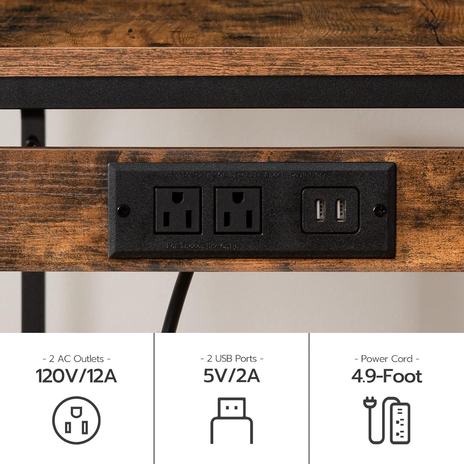 imageHOOBRO Bar Table and Chairs Set 394 Dining Table Set with Power Outlet 3Piece Pub Table Set Kitchen Bar Height Table with Stools of 2 Space Saving for Living Room Rustic Brown BF45UBT01472L x 157W x 36H