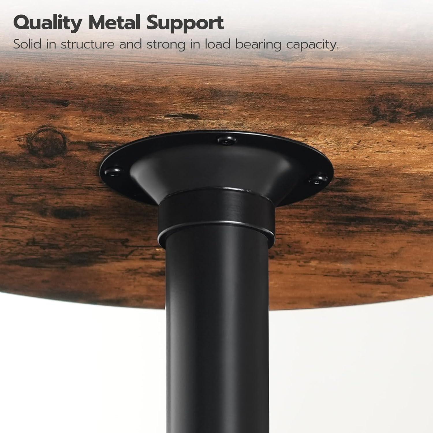 imageHOOBRO Round Bar Table 35 Tall Pub Table Cocktail Table with Base for Narrow Space Bar Height Table for Kitchen Easy to Assemble Rustic Brown BF57BT01Rustic Brown Black