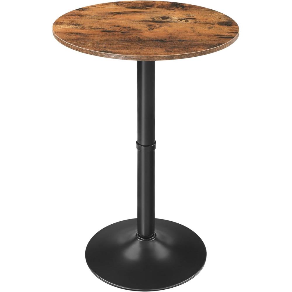 imageHOOBRO Round Bar Table 35 Tall Pub Table Cocktail Table with Base for Narrow Space Bar Height Table for Kitchen Easy to Assemble Rustic Brown BF57BT01Rustic Brown  Black