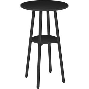 HOOBRO Bar Table, Round Pub Table, 2-Tier with Storage, 37.4″ High Top for Small Spaces, with Top Particleboard for Kitchen, Easy to Assemble, Rustic Brown BF55BT01(Black)