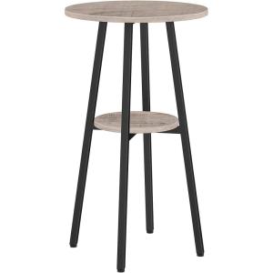 HOOBRO Bar Table, Round Pub Table, 2-Tier with Storage, 37.4″ High Top for Small Spaces, with Top Particleboard for Kitchen, Easy to Assemble, Rustic Brown BF55BT01(Greige+black)
