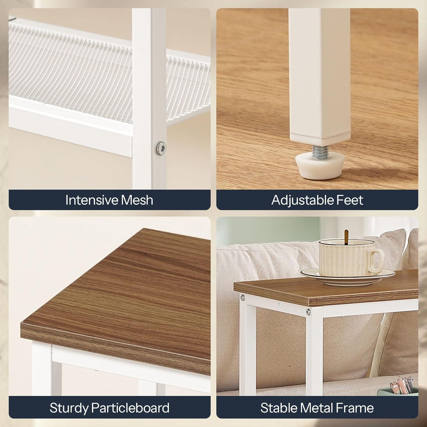 imageHOOBRO 295 Narrow Console Table 3 Tier Entryway Table with Shelves Thin Sofa Table Behind Couch Table Display Side Table for Hallway Entrance Living Room Walnut and White WH73XG01Walnut White