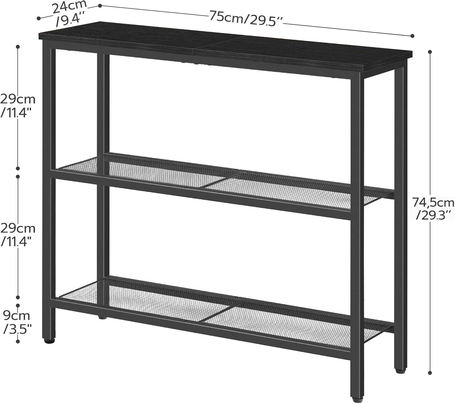 imageHOOBRO 295 Narrow Console Table 3 Tier Entryway Table with Shelves Thin Sofa Table Behind Couch Table Display Side Table for Hallway Entrance Living Room Walnut and White WH73XG01Black
