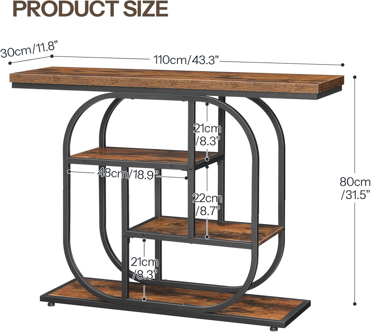 imageHOOBRO 433 Console Table 4Tier Sofa Table Industrial Entryway Table Behind Couch Table Accent Table with Storage Shelf for Entryway Foyer Living Room Bedroom Hallway Rustic Brown BF65XG01