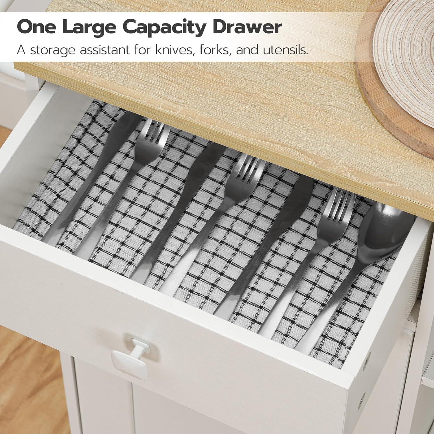 imageHOOBRO Kitchen Island Storage Cabinet with Drawer Kitchen Cart with Spice and Towel Rack Saving Space Easy Assembly for Living Room Rustic Brown and Black FB12ZD01White Natural