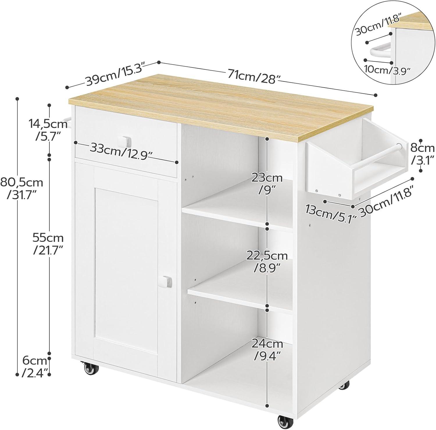 imageHOOBRO Kitchen Island Storage Cabinet with Drawer Kitchen Cart with Spice and Towel Rack Saving Space Easy Assembly for Living Room Rustic Brown and Black FB12ZD01White Natural